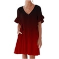 thumbnail image 1 of Erwazi Dresses for Women Summer V Neck Ruffle Sleeve A Line Tiered Flowy Casual Mini Beach Dress with Pockets, 1 of 5