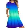 thumbnail image 1 of Clearance! Erwazi Women's Casual Summer Dress Short Sleeve T Shirt Dress Gradient Print Tiered Swing Mini Dresses with Pockets, 1 of 5