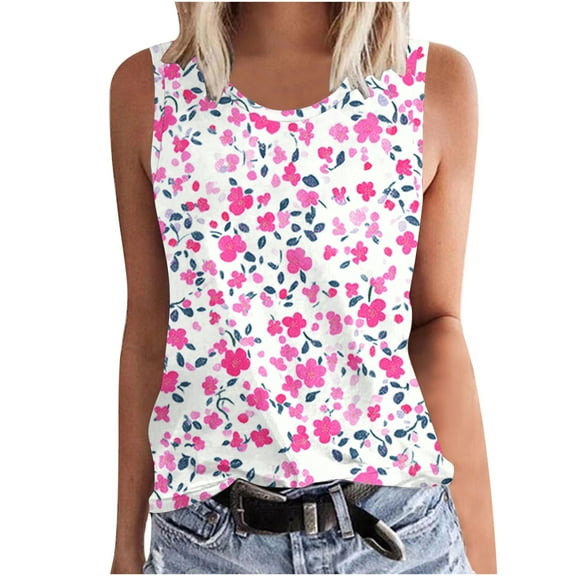 Erwazi Women's Floral Tank Top Pullover Sleeveless Cami Casual Trendy Layering Camisole