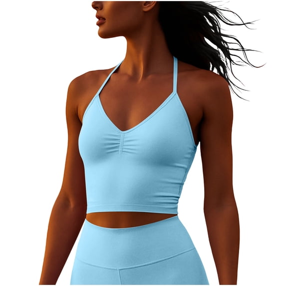 Erwazi Women's Halter Racerback Tank Tops Yoga Running Workout Spoort Camisole Crop Top
