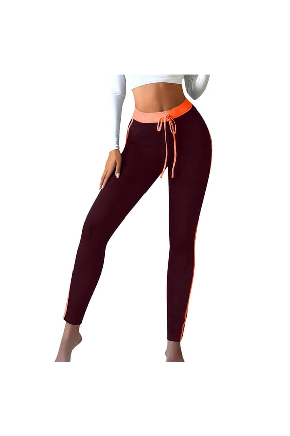 Women's High Waist Yoga Pants Drawstring Waisted Solid Slim Fit Workout Leggings