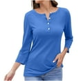thumbnail image 1 of Erwazi Women's Long Sleeve T-Shirts Fall Henley Tops Pullover Casual Loose Fit V-Neck Tunics, 1 of 4