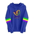 thumbnail image 1 of Erwazi Women's Mardi Gras Day Sweatshirt Drawstring Hoodies Long Sleeve Casual Party Top, 1 of 4