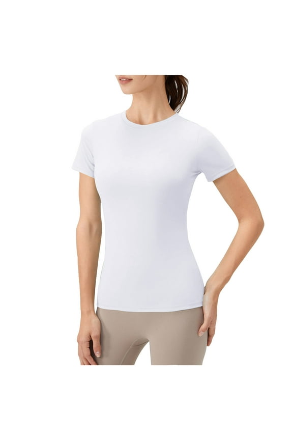Women's Quick Dry Athletic T-shirts Compression Short Sleeve Exercise Sports Tees Tops for Running Yoga