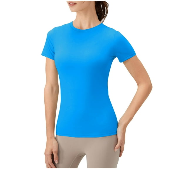 Erwazi Women's Quick Dry Athletic T-shirts Compression Short Sleeve Exercise Sports Tees Tops for Running Yoga
