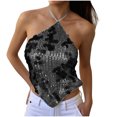 thumbnail image 1 of Erwazi Women's Sequin Halter Cami Backless Tie Closure Cropped Night Fall Trendy Party Tank Top, 1 of 6