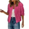 thumbnail image 1 of Erwazi Women's Sequin Jacket Zip Up Slim Fit Top Long Sleeved Trendy Sparkly Party Outerwear, 1 of 6