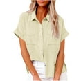 Erwazi Women's Short Sleeve Button Down Shirt Womens Shirts Dressy