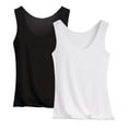 thumbnail image 1 of Erwazi Women's 2 Piece Solid Color Crew Neck Camisole Tank Top Sleeveless Base Layer Loungewear Sleep Top, 1 of 2