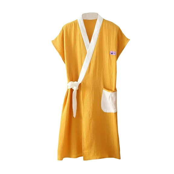Erwazi Women's Sleeveless Bathrobe Long Robe Cotton Absorbent Solid Color Nightgown