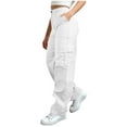 thumbnail image 1 of Erwazi Women's Solid Cargo Pants Pants Elastic Waist Quick Dry Outdoor Muilt-Pockets Trousers, 1 of 8