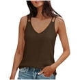 thumbnail image 1 of Erwazi Women's Solid Color Crew Neck Double Strap Cami Sleeveless Slim Fit Casual Trendy Tank Top, 1 of 6
