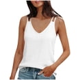 thumbnail image 1 of Erwazi Women's Solid Color Crew Neck Double Strap Cami Sleeveless Slim Fit Casual Trendy Tank Top, 1 of 6
