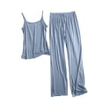 thumbnail image 1 of Erwazi Women's Solid Modal Pajama Set Ruffled Lounge Tank Top Loose Fit Pants 2 Piece Sets, 1 of 5