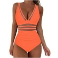 thumbnail image 1 of Erwazi Women's Solid One Piece Swimsuit Mesh Panel Built-in Padded Bra Wire Free Beach Vacation Bathing Suit, 1 of 1