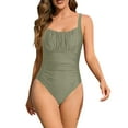 thumbnail image 1 of Erwazi Women's Solid Ruched One Piece Swimsuit Tummy Control Slimming Beach Wear, 1 of 1