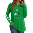 thumbnail image 1 of Erwazi Women's St Patrick's Day T-Shirt Green Long Sleeve Crewneck Shamrock Tees Tops, 1 of 6