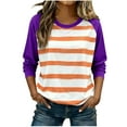 thumbnail image 1 of Erwazi Women's Stripe Sweatshirt Crewneck Long Sleeve Pullover Casual Tops Comfy Trendy Outfits, 1 of 5