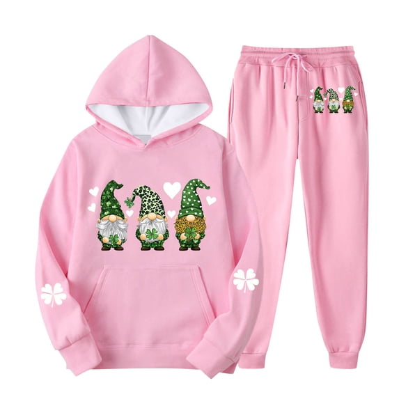 Erwazi Women's Sweat Sets St. Patrick's Day Outfits Hoodie Sweatshirt and Jogging Pants Lounge Sets
