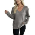 thumbnail image 1 of Erwazi Women's Sweaters Long Solid Color Sweater Fall Winter V Neck Long Sleeve Warm Soft Knitted Pullover, 1 of 5