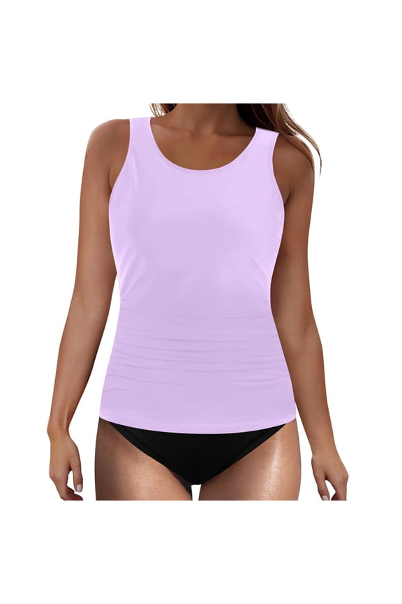 Women's Tankini Bathing Suits Tankini Swimsuits Two Piece Swim Tank Top with Shorts Ladies Swimwear