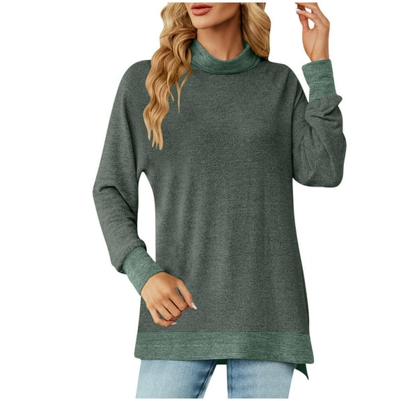 Erwazi Women's Tunic Tops Long Sleeve Shirts Turtleneck Trendy Lightweight Pullover Sweaters