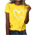 thumbnail image 1 of Erwazi Women's Valentine's Day T-Shirt Heart Print Crew Neck Short Sleeve Casual Summer Top, 1 of 7