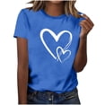 thumbnail image 1 of Erwazi Women's Valentine's Day T-Shirt Heart Print Crew Neck Short Sleeve Casual Summer Top, 1 of 7