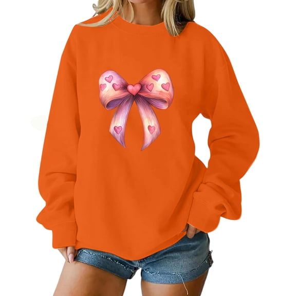 Erwazi Women's Valentines Hearts Sweatshirt Crew Neck Loose Long Sleeve Casual Cute Loose Fit Top