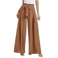thumbnail image 1 of Erwazi Women's Wide Leg Pants Cotton High Waisted Palazzo Pants Work Casual Tie Knot Trousers Flowy Beach Pants with Pockets, 1 of 6