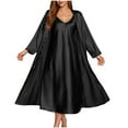 thumbnail image 1 of Erwazi Womens 2 Piece Satin Sleep Set Calf Length Nightgown with Matching Robe Loungewear, 1 of 6