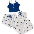 thumbnail image 1 of Erwazi Womens 3 Piece Pajama Sets Heart Print Crew Neck Three Piece Set Sleeveless Tank Top Shorts and Long Pants Cute Casual Loungewear Sleep Set, 1 of 5