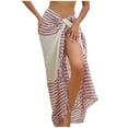 thumbnail image 1 of Erwazi Womens Beach Wrap Skirt Striped Tassel Hem Hollow Out Sun Protective Loose Summer Vacation Cover Up, 1 of 6