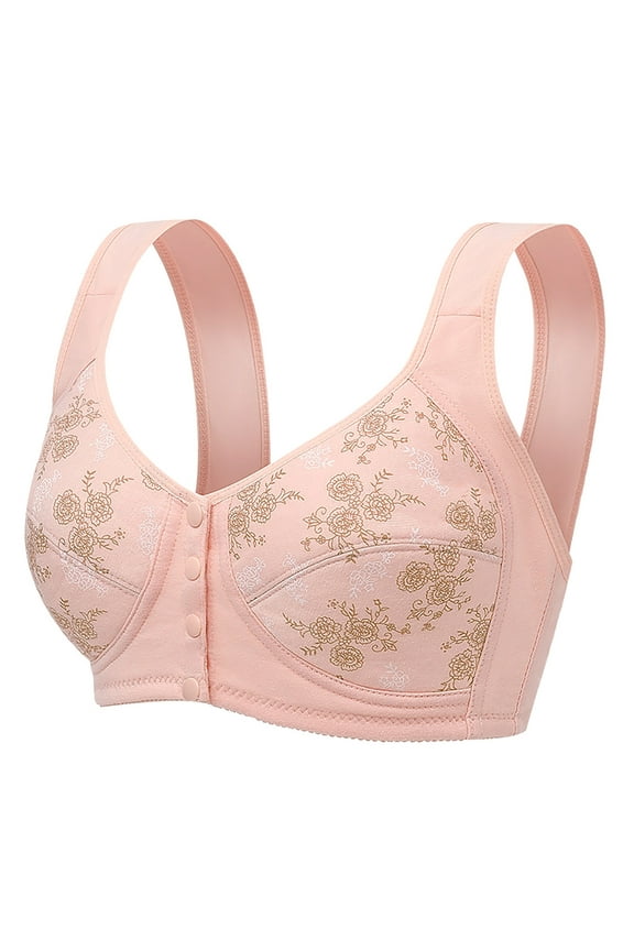 Womens Bras for Older Women Plus Size Front Closure Full Coverage No Underwire Bras for Seniors Comfort Wireless Bras with Back Support Lace Everyday Bras