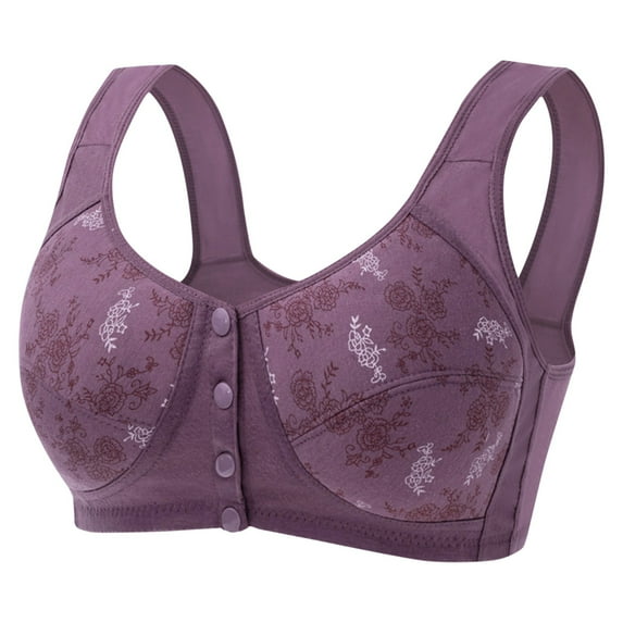 Erwazi Womens Bras for Older Women Plus Size Front Closure Full Coverage No Underwire Bras for Seniors Comfort Wireless Bras with Back Support Lace Everyday Bras