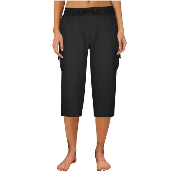 Erwazi Womens Capris with Pockets Loose Fit Casual Capri Pants Dressy Lightweight Ladies Baggy Cargo Pants for Hiking