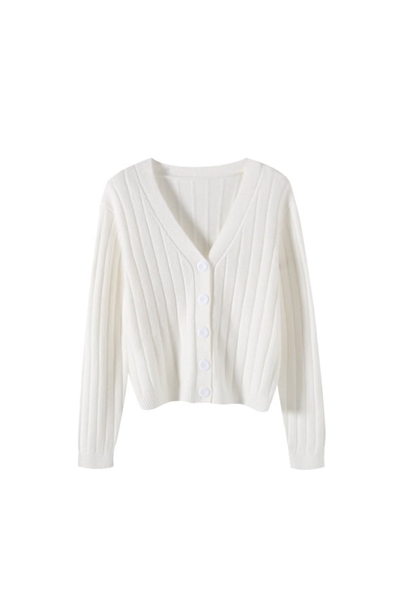 Womens Cardigan Sweaters Button Down Cotton Jacket Coat Solid Casual Long Sleeve V-Neck Outerwear