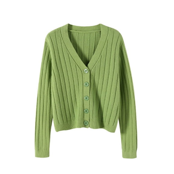 Erwazi Womens Cardigan Sweaters Button Down Cotton Jacket Coat Solid Casual Long Sleeve V-Neck Outerwear