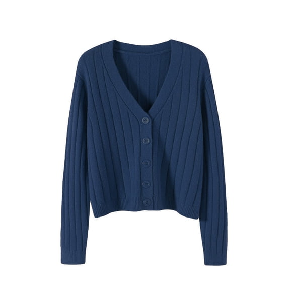 Erwazi Womens Cardigan Sweaters Button Down Cotton Jacket Coat Solid Casual Long Sleeve V-Neck Outerwear