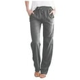 thumbnail image 1 of Erwazi Womens Casual Pants Straight Leg Drawstring Elastic High Waist Loose Comfy Trousers Lounge Pants with Pockets, 1 of 3