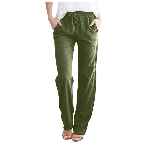 Erwazi Womens Casual Pants Straight Leg Drawstring Elastic High Waist Loose Comfy Trousers Lounge Pants with Pockets