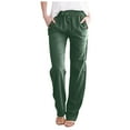 thumbnail image 1 of Erwazi Womens Casual Pants Straight Leg Drawstring Elastic High Waist Loose Comfy Trousers Lounge Pants with Pockets, 1 of 3