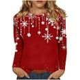 thumbnail image 1 of Erwazi Womens Christmas Printed Long Sleeve T-Shirts Casual Crew Neck Loose Shirt Holiday Tops, 1 of 5