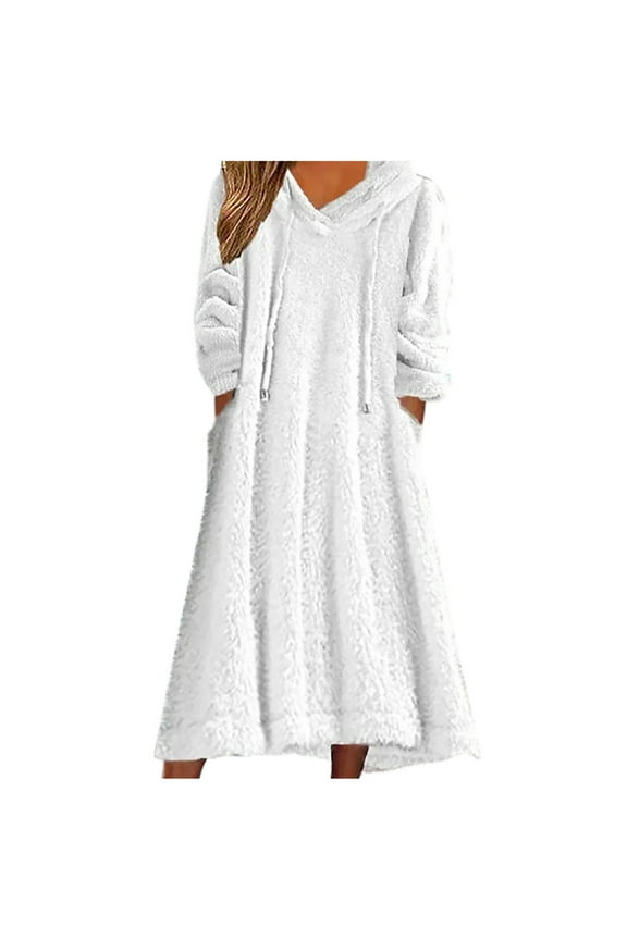 Womens Drawstring Hooded Bathrobe Absorbent Pullover Robe Breathable Winter Loungewear with Pocket