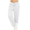 thumbnail image 1 of Erwazi Womens Drawstring Waist Sweatpants Solid Color Wide Leg Loose Fit Casual Pants with Pockets, 1 of 9