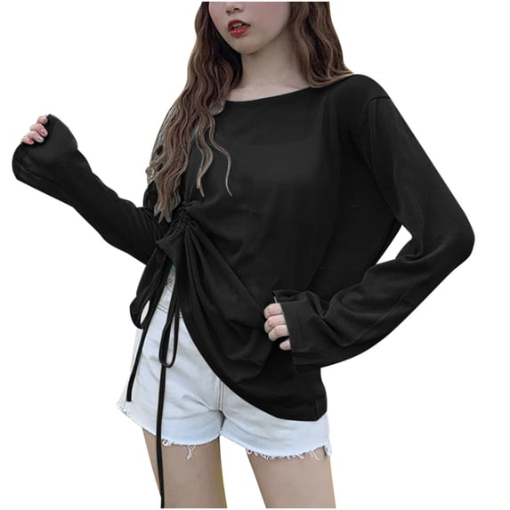 Erwazi Womens Lightweight Sheer Side Tie Swimsuit Cover Up Top Solid Sun Protection Beachwear Coverups