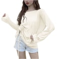 thumbnail image 1 of Erwazi Womens Lightweight Sheer Side Tie Swimsuit Cover Up Top Solid Sun Protection Beachwear Coverups, 1 of 4