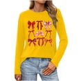 thumbnail image 1 of Erwazi Womens Long Sleeve Crew Neck Valentine T Shirts Love Bow Printed Casual Cute Tee Tops, 1 of 5