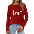 thumbnail image 1 of Erwazi Womens Long Sleeve Crew Neck Valentine T Shirts Love Bow Printed Casual Cute Tee Tops, 1 of 5