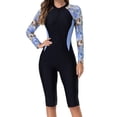 thumbnail image 1 of Erwazi Womens Long Sleeve Rash Guard Printed Half Zip Shorts Modest Wetsuit Slim Fit UV Protection Swimsuit, 1 of 6
